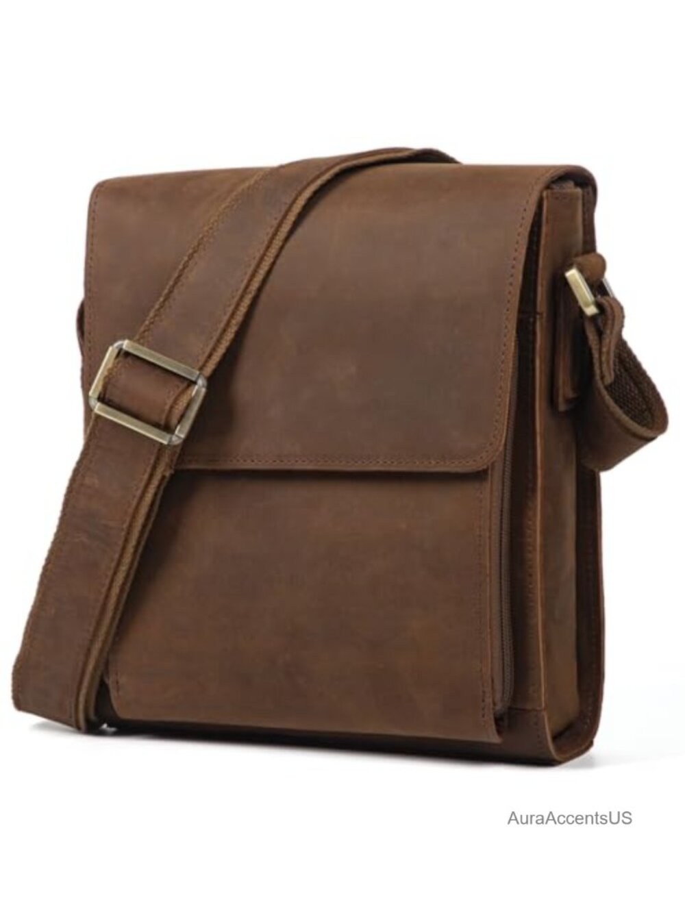 Leather Crossbody Messenger Bag for Work Travel Daily Casual